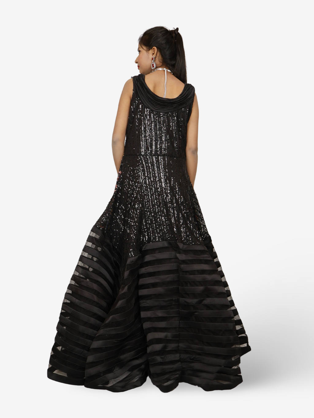 Gown with heavy Rose Gold & Gold Sequin Work-2