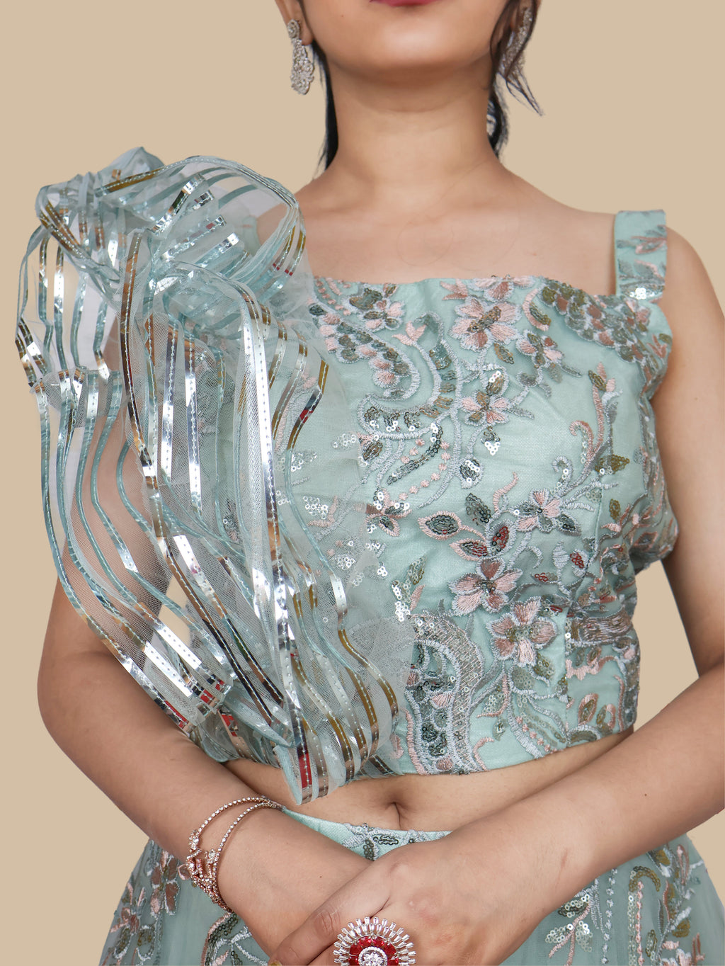 Sequins & Embroidered Lehenga Choli Set-3