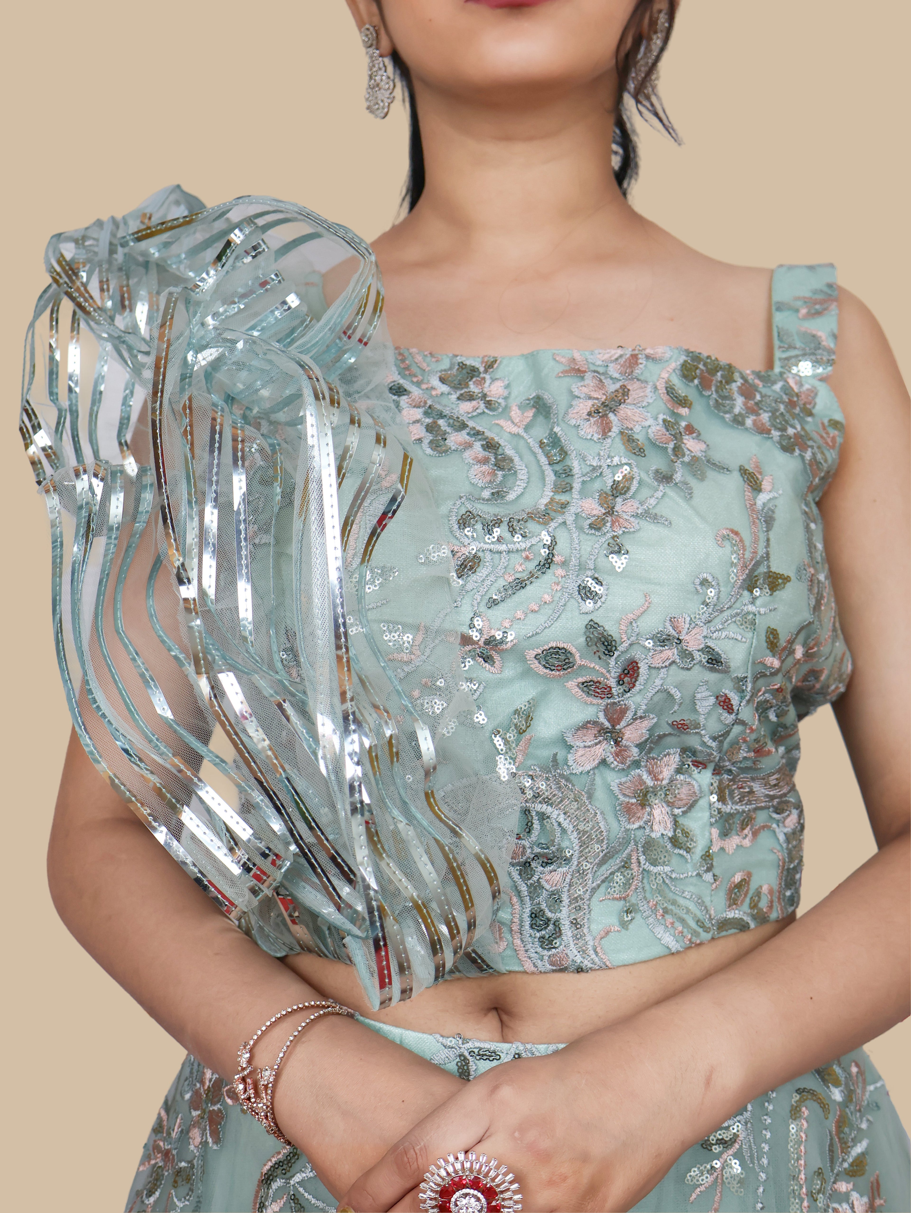 Sequins & Embroidered Lehenga Choli Set-3