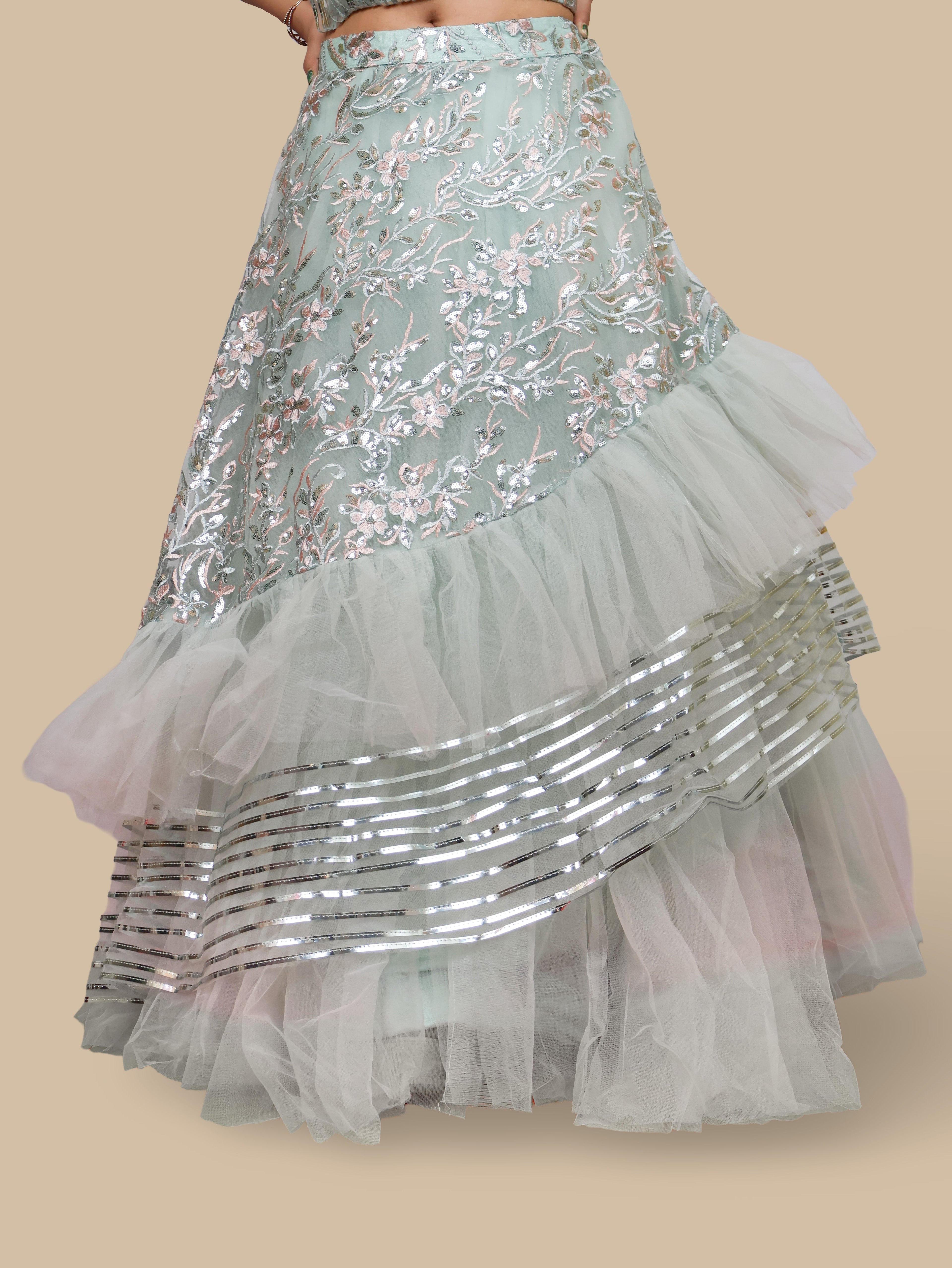 Sequins & Embroidered Lehenga Choli Set-4