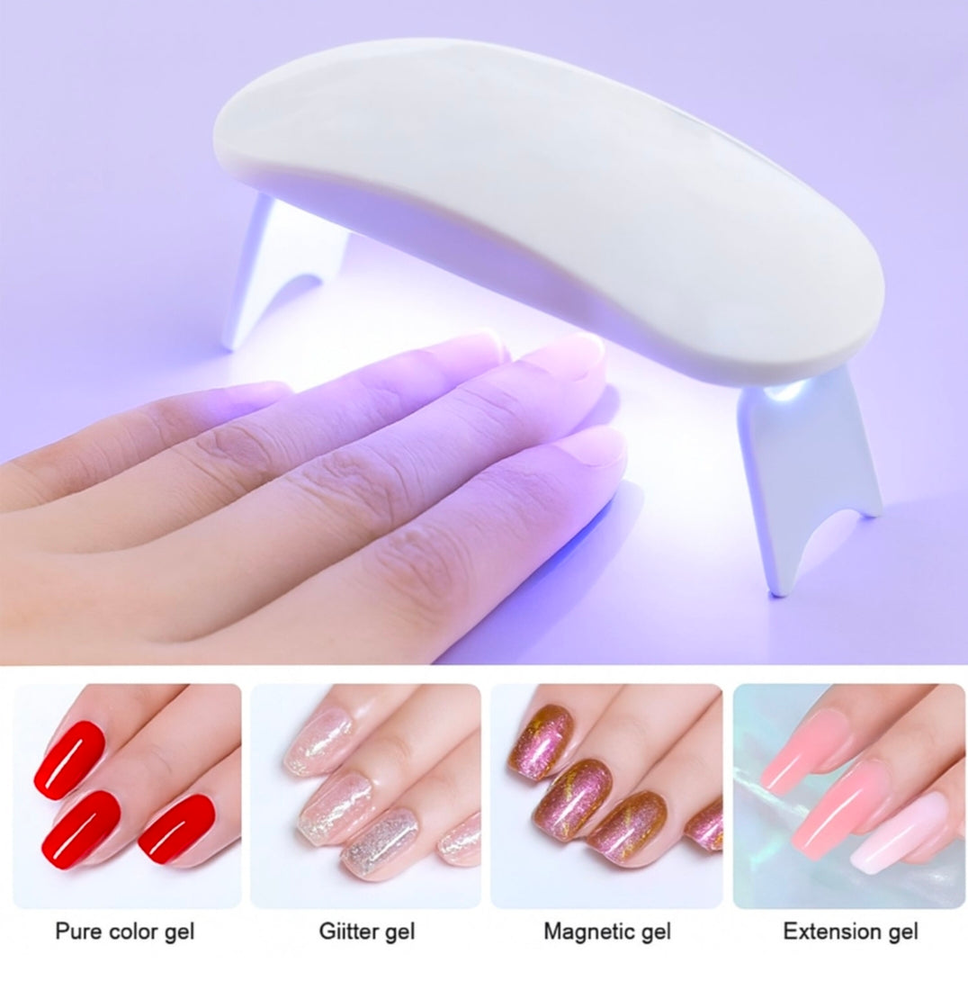 Mini Portable UV LED Nail Lamp – USB-Powered Gel Polish Curing Dryer with Foldable Stand